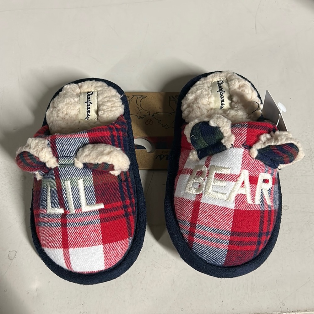 NWT Dearfoams Limited Edition Family Plaid Slippers Lil Bear
